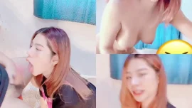 OnlyFans mamemm1 น้องมีมี่ สาวผมน้ำตาลอมควยแล้วขย่มควยสดท่ายกก้น
